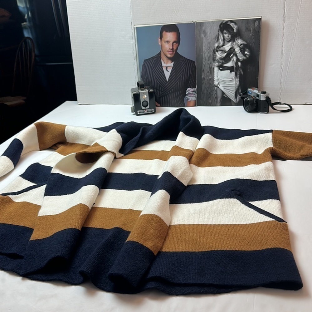 Fate cozy Shaw collar striped cardigan with pockets - Picture 10 of 10